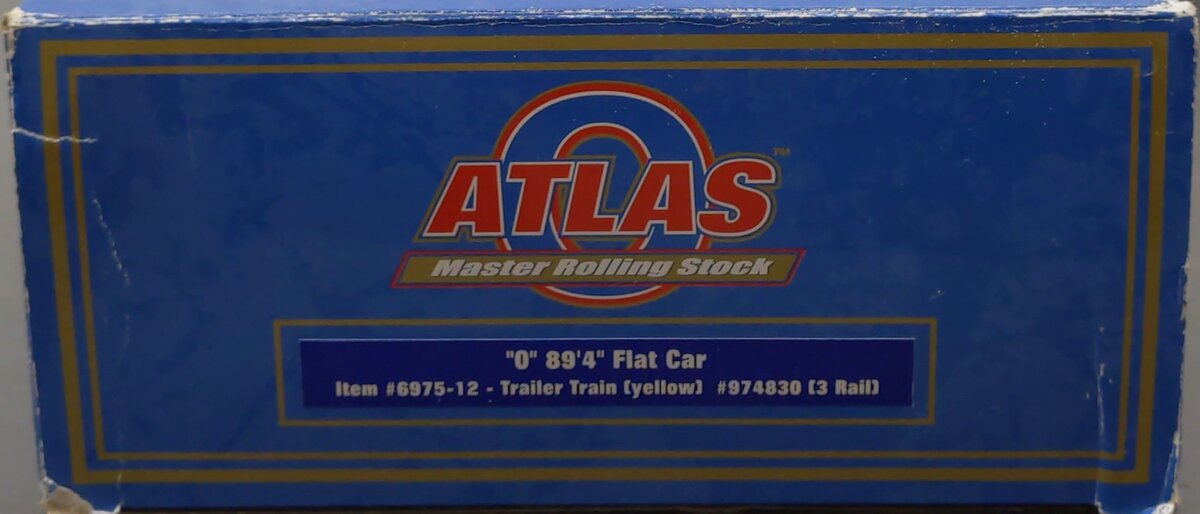 Atlas 6975-12 O Gauge Yellow Trailer Train Flat Car No. 974830 LN/Box