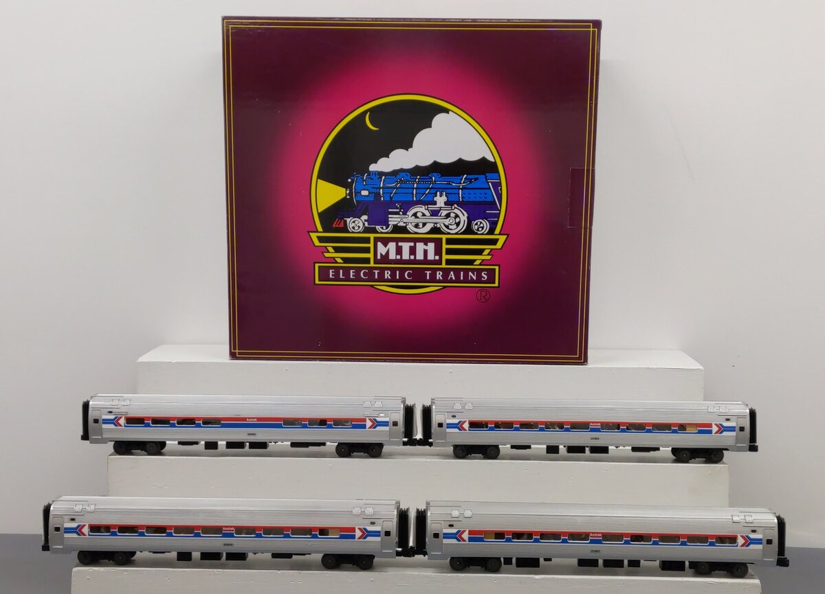 MTH 20-65285 O Gauge Amtrak (Phase 1) 4 Car Amfleet Passenger Set (4) EX/Box