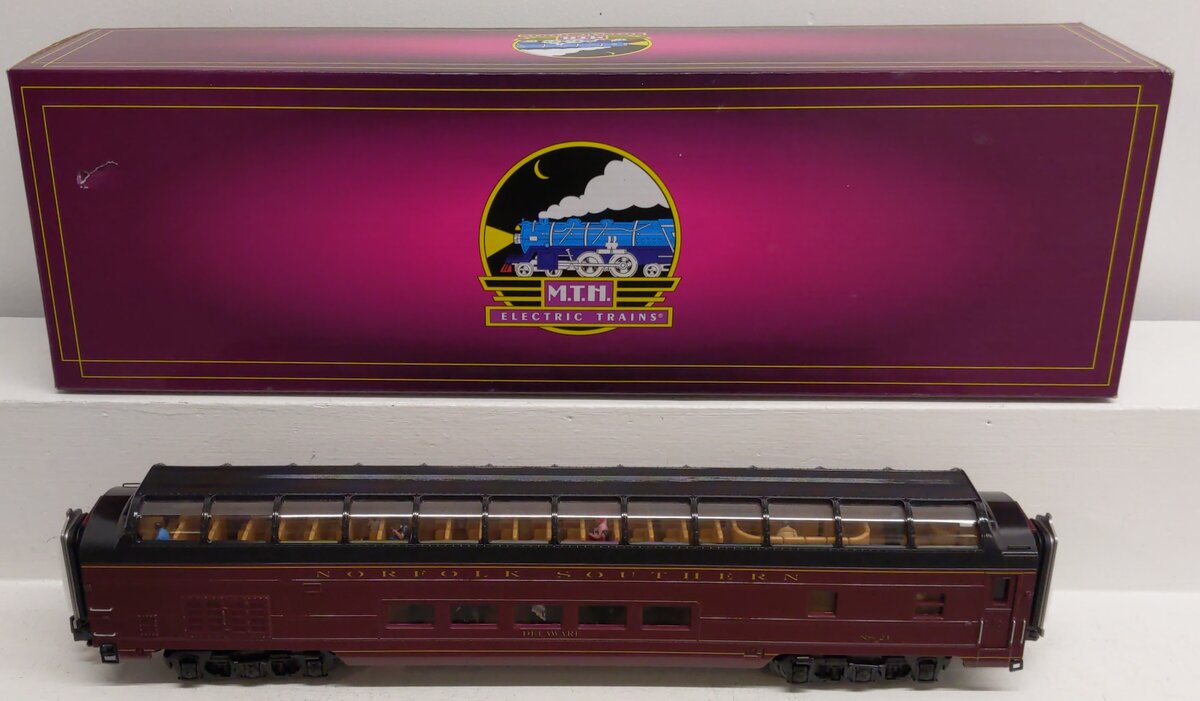 MTH 20-67265 O Norfolk Southern 70' ABS Vista Dome Passenger Car Smooth EX/Box