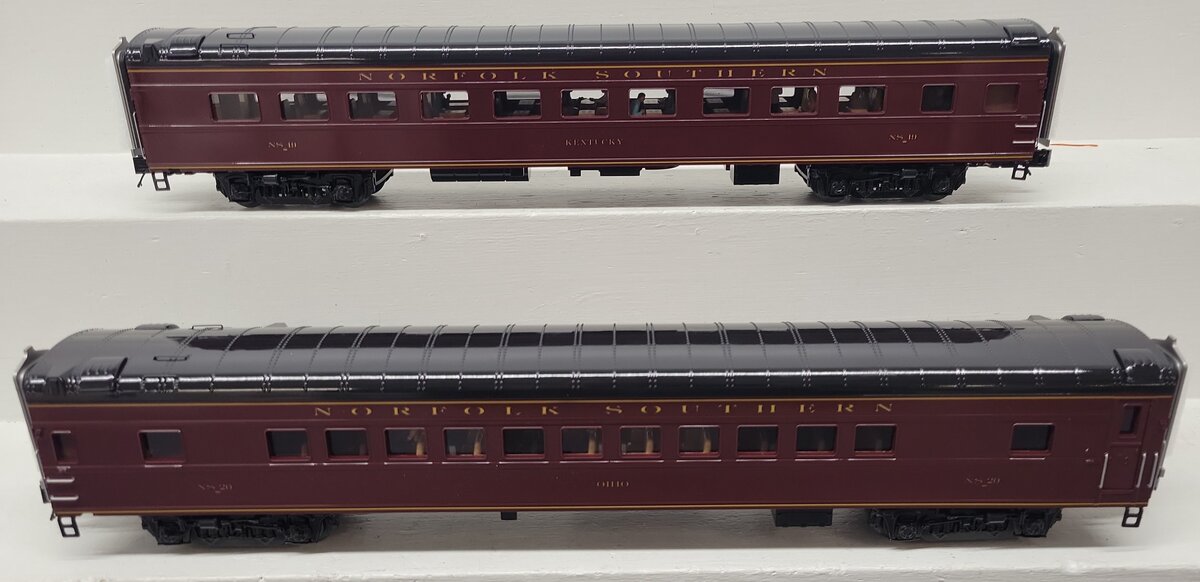 MTH 20-66265 O Norfolk Southern 70' Streamlined Coach/Diner 2-Car Passenger Set LN/Box