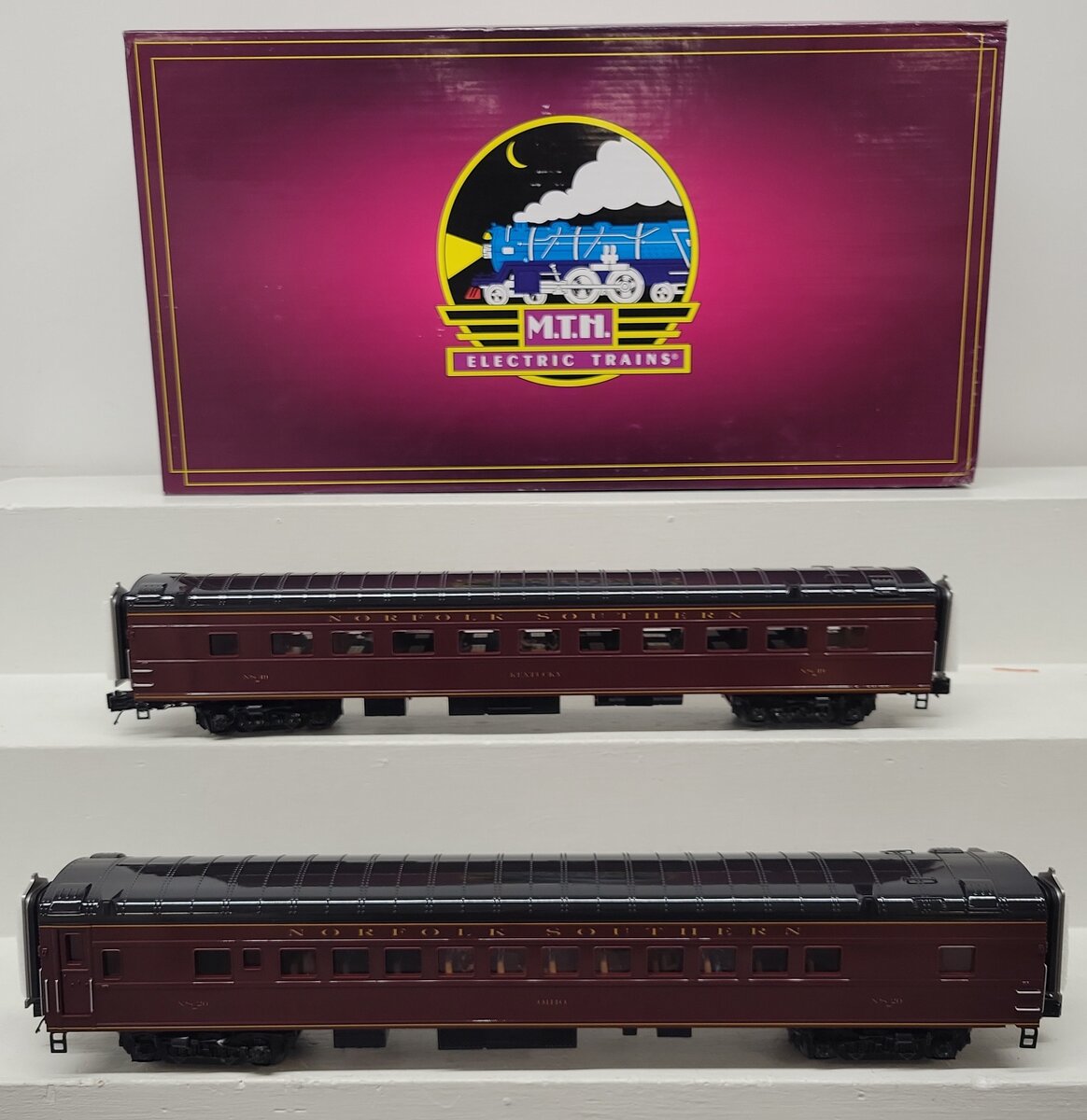 MTH 20-66265 O Norfolk Southern 70' Streamlined Coach/Diner 2-Car Passenger Set LN/Box