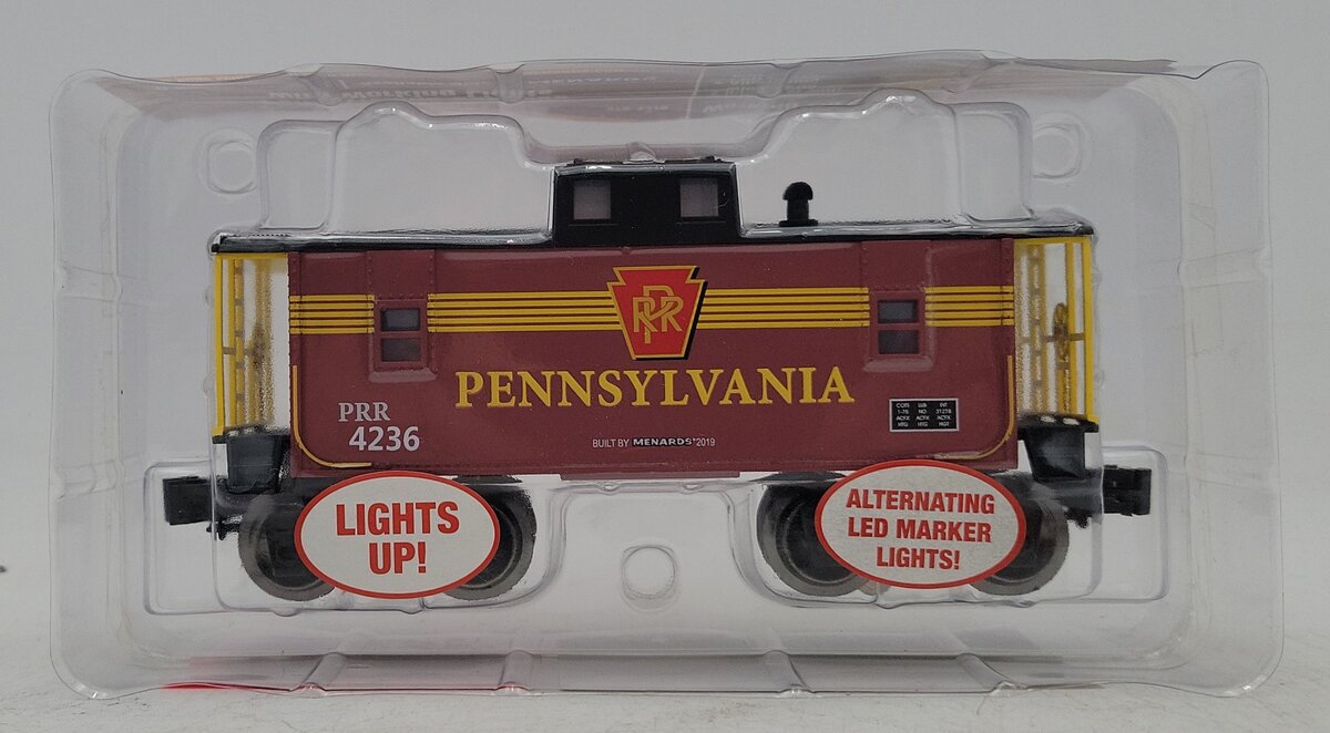 Menards 279-4378 O Gauge Pennsylvania Caboose w/ Lights #4236 NIB