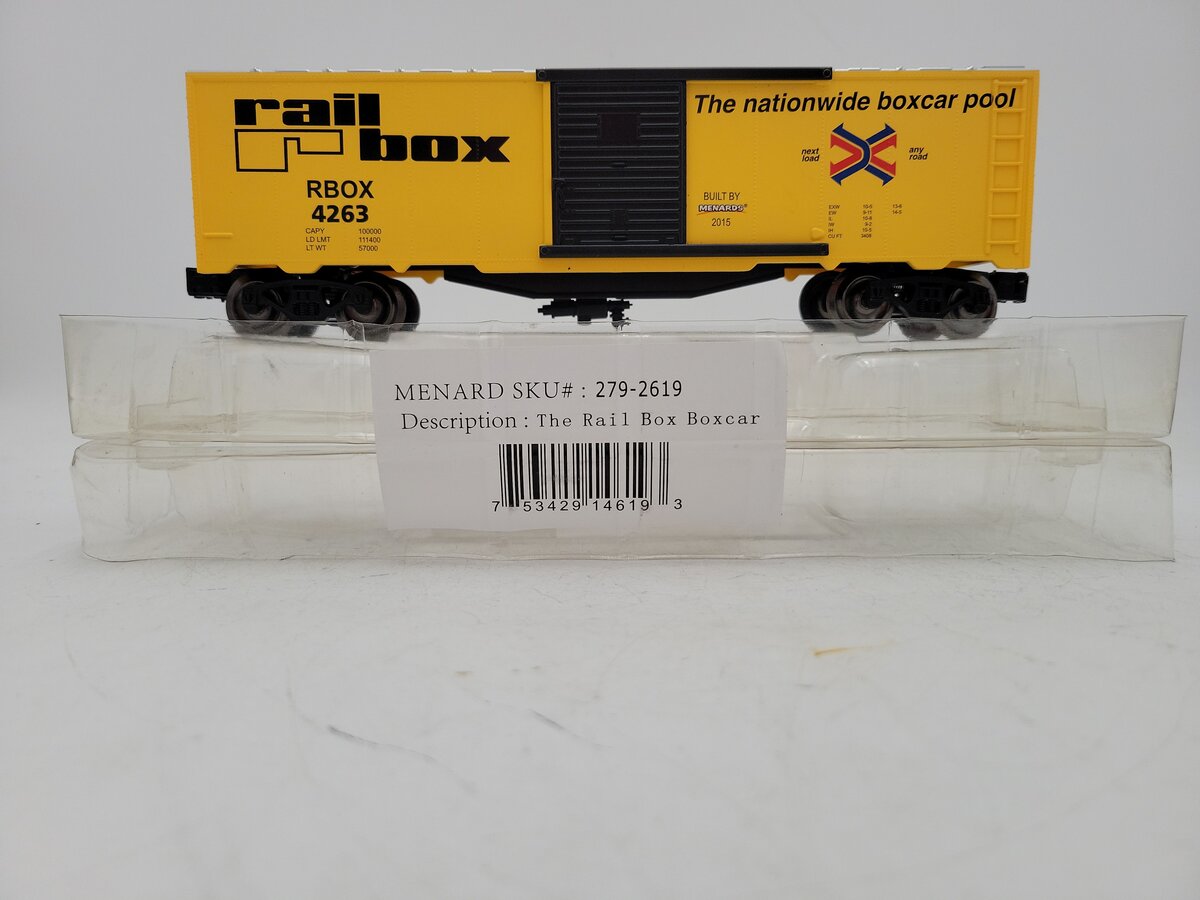 Menards 279-2619 O Scale Railbox Boxcar #4263 EX