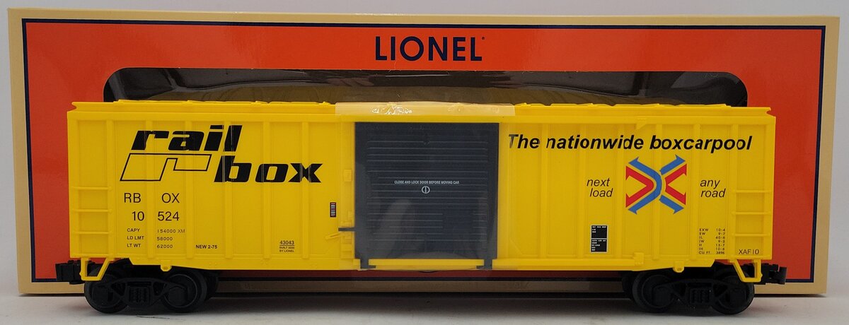 Lionel 2043043 O Gauge Railbox 50' Boxcar #10524 LN/Box