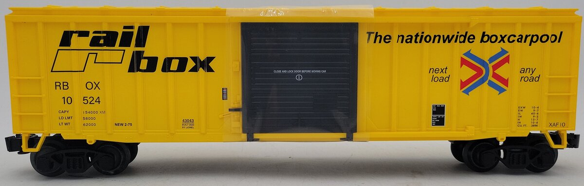 Lionel 2043043 O Gauge Railbox 50' Boxcar #10524 LN/Box