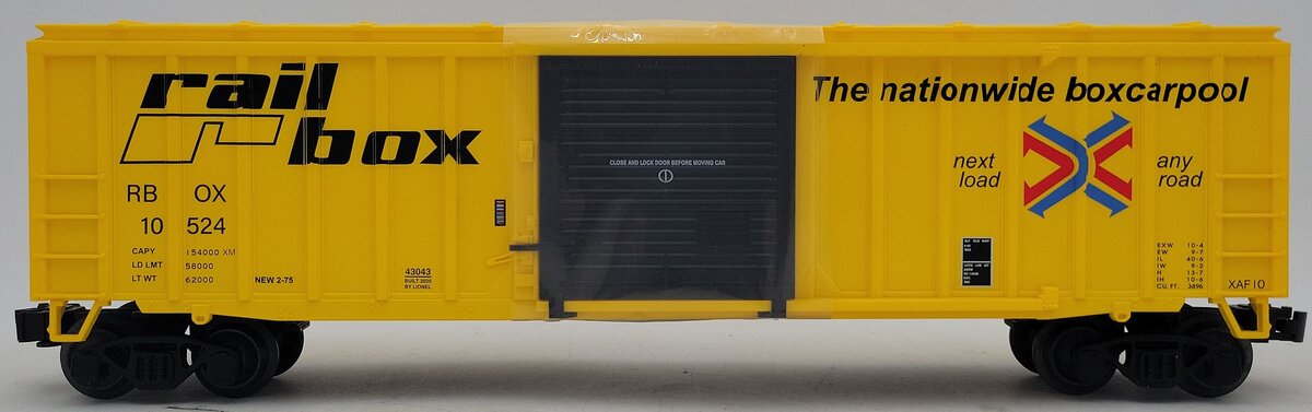 Lionel 2043043 O Gauge Railbox 50' Boxcar #10524 LN/Box