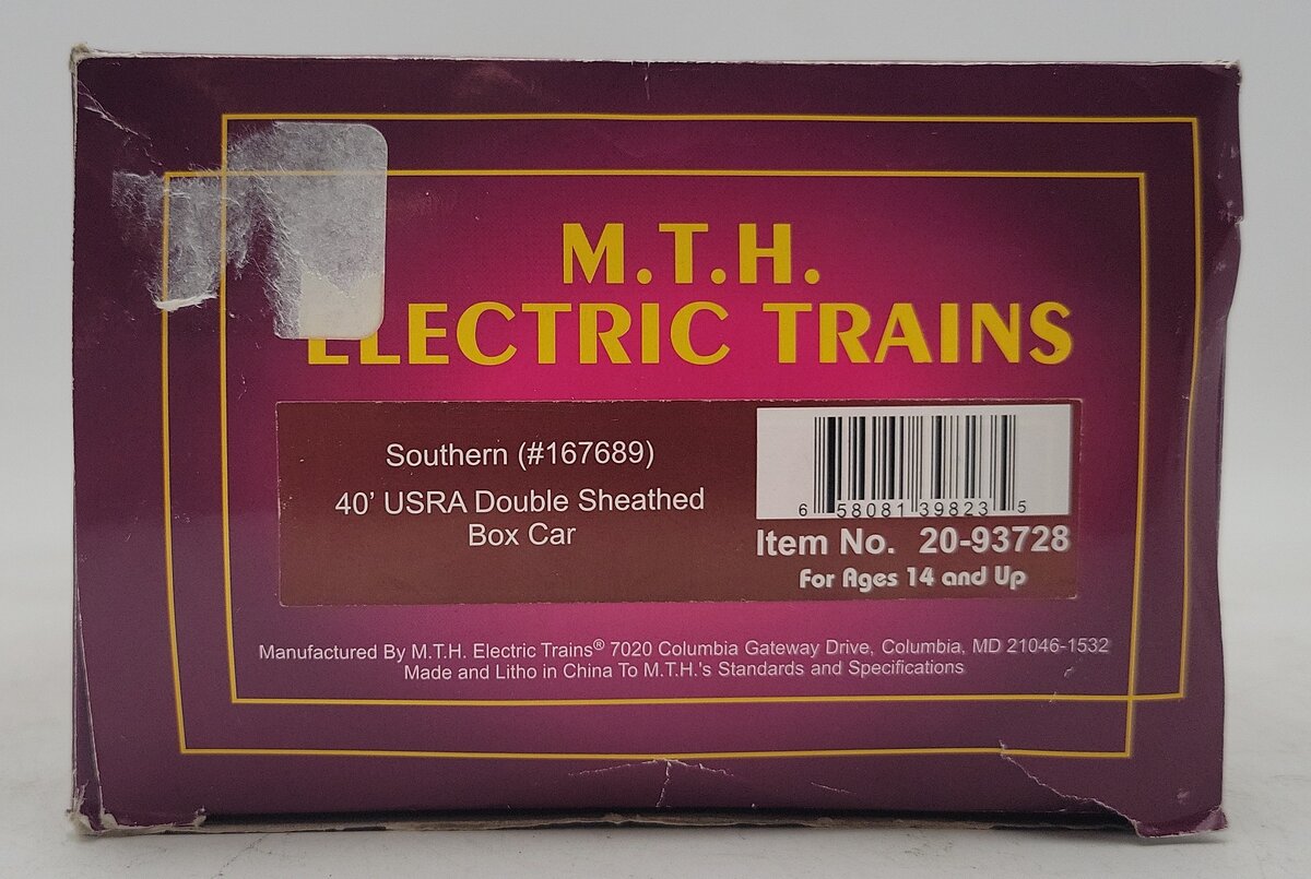 MTH 2093728 O Southern 40' USRA Double Sheathed Box Car #167689 EX/Box