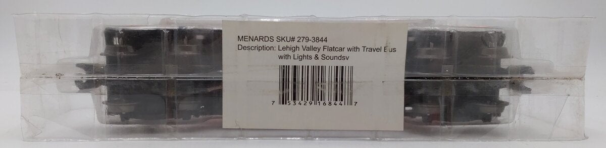 Menards 279-3844 O Lehigh Valley Flatcar w/ Travel Bus LN/Box