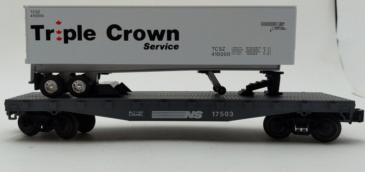 Lionel 6-17503 Norfolk Southern Flatcar with Triple Crown Trailer LN