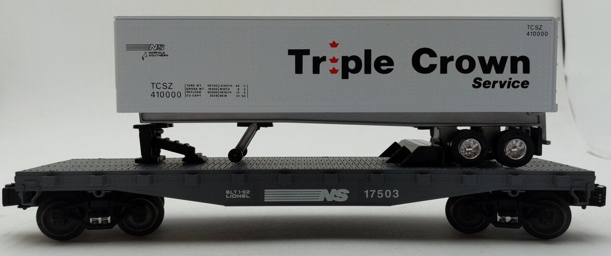 Lionel 6-17503 Norfolk Southern Flatcar with Triple Crown Trailer LN