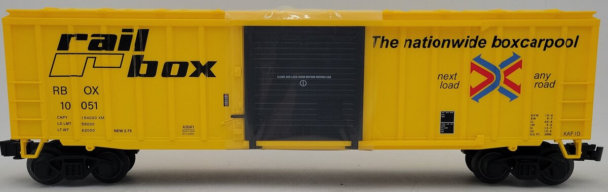 Lionel 2043041 O Railbox Standard 50' Boxcar #10051 LN/Box