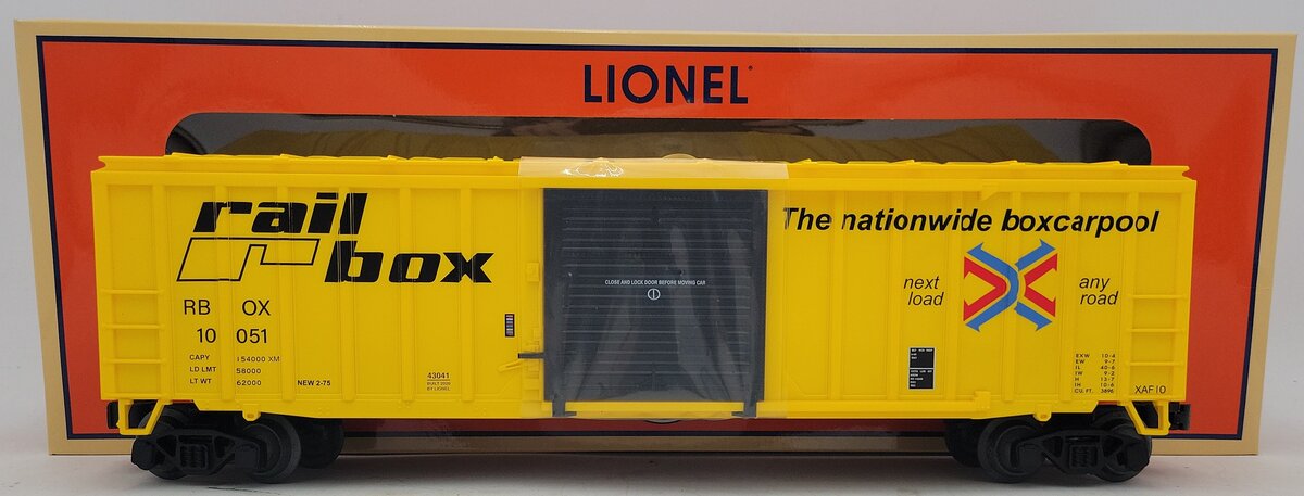 Lionel 2043041 O Railbox Standard 50' Boxcar #10051 LN/Box