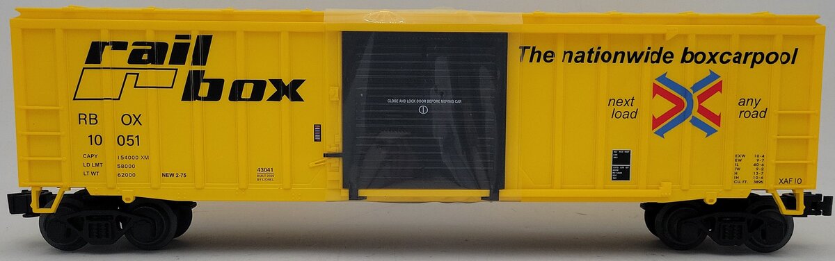 Lionel 2043041 O Railbox Standard 50' Boxcar #10051 LN/Box
