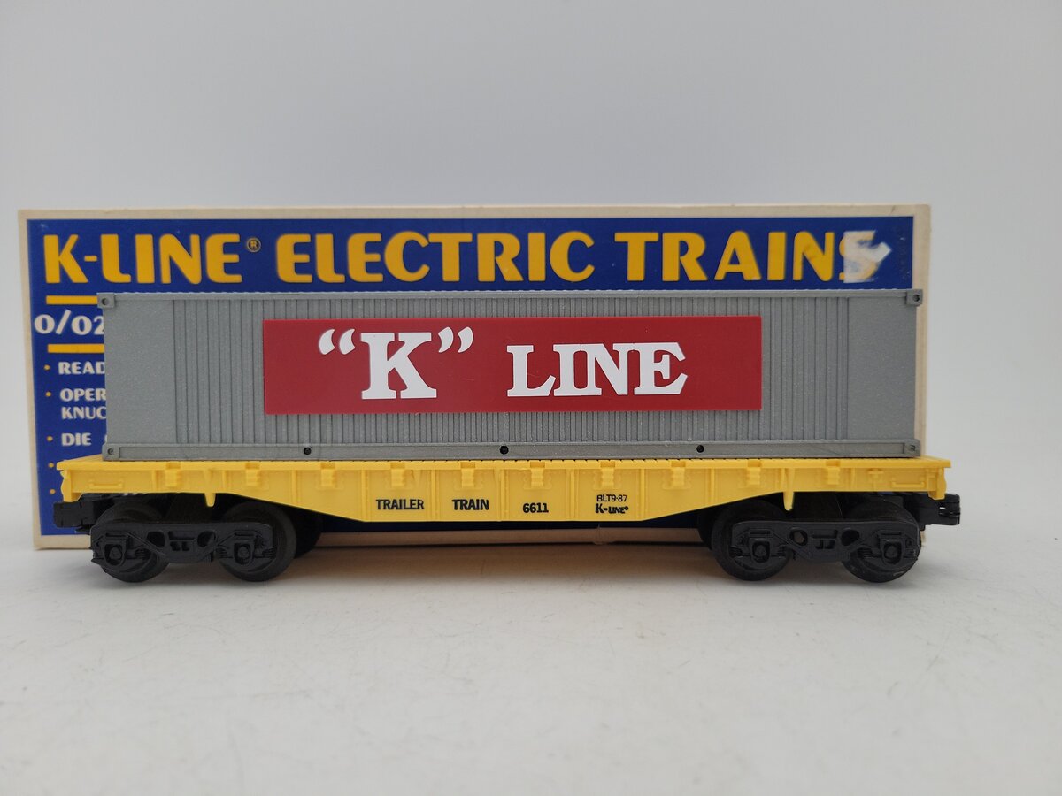 K-Line K6611 O Gauge Trailer Train Flatcar with K-Line Container VG/Box