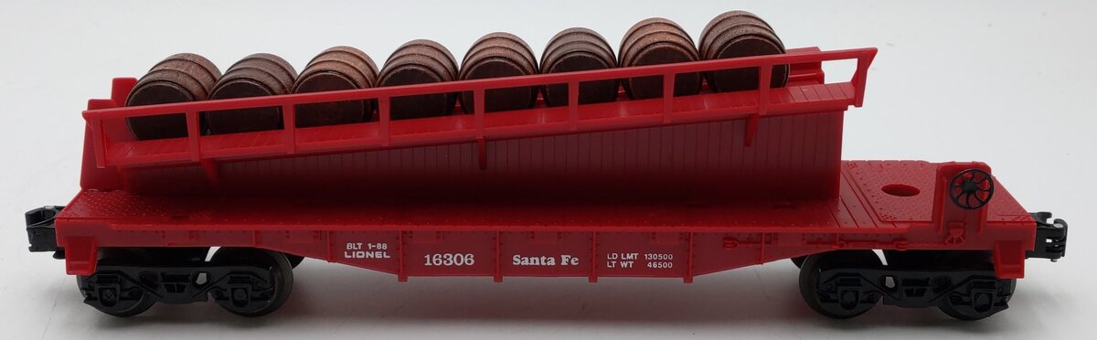 Lionel 6-16306 O Gauge Santa Fe Barrel Ramp Car LN/Box