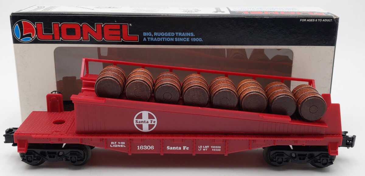 Lionel 6-16306 O Gauge Santa Fe Barrel Ramp Car LN/Box