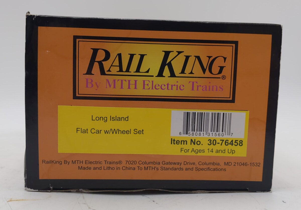 MTH 30-76458 Long Island Flat Car w/ Wheel Set #W10 LN/Box