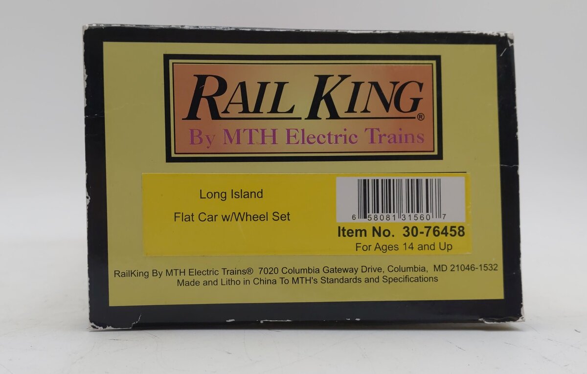 MTH 30-76458 Long Island Flat Car w/ Wheel Set #W10 LN/Box