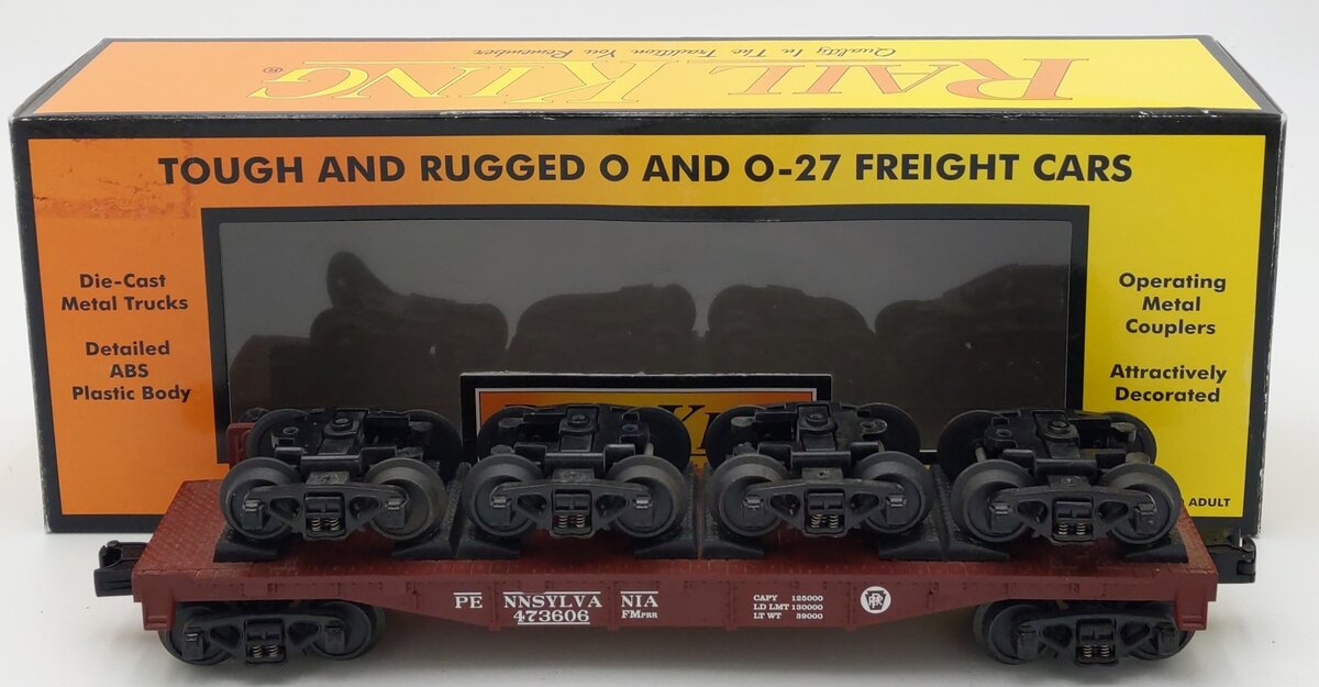 MTH 30-76199 O Pennsylvania Flat Car w/(4) Bettendorf Trucks #473606 LN/Box