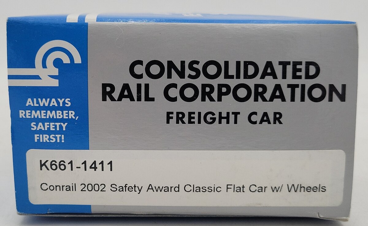 K-Line K661-1411 Conrail 2002 Safety Award Classic Flat Car w/ Wheels #73135 LN/Box