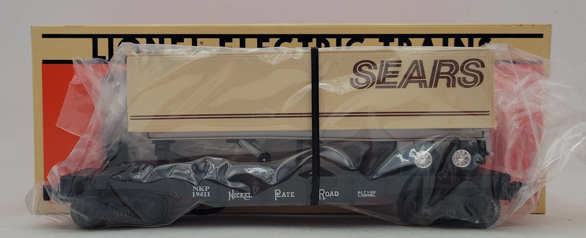 Lionel 6-19411 O Gauge Nickel Plate Road Flatcar w/Sears Trailer NIB
