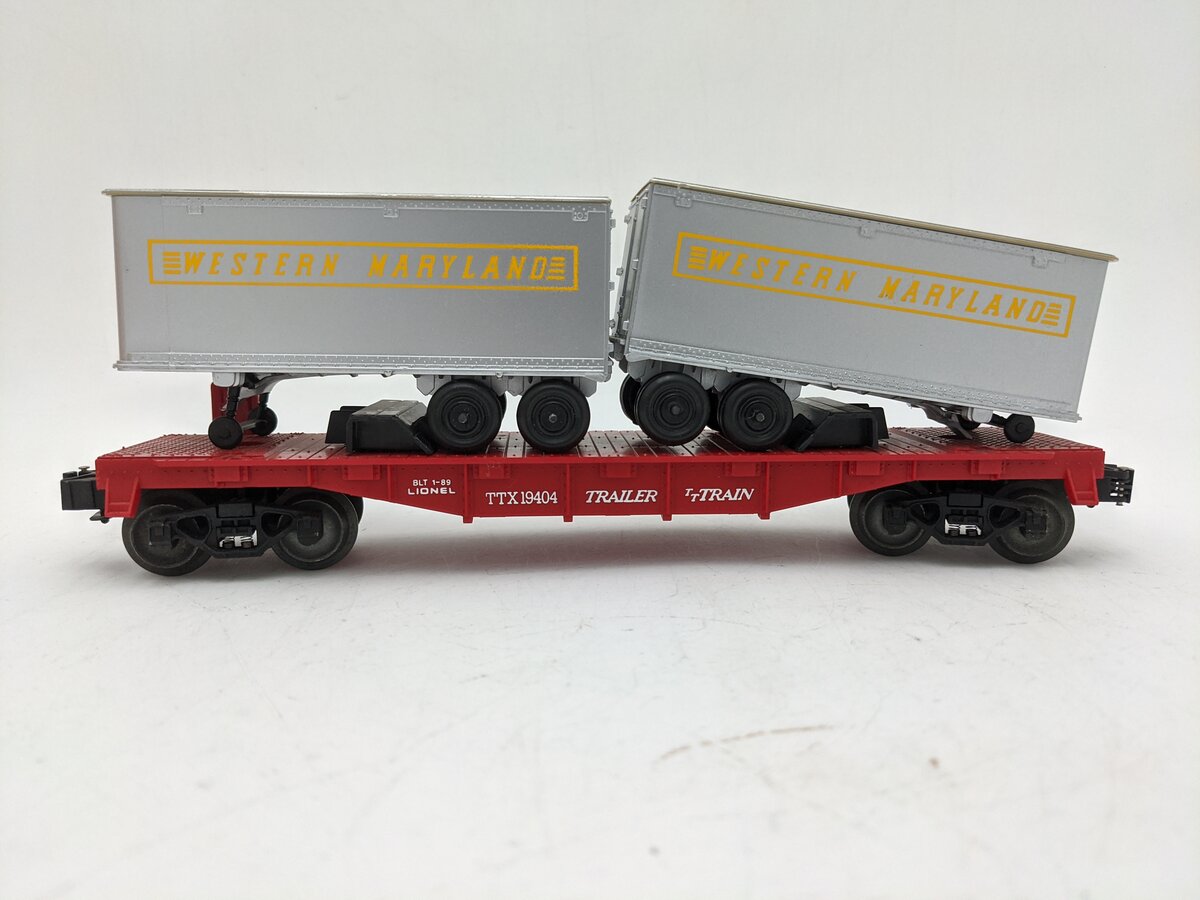 Lionel 6-19404 O Gauge Western Maryland Flatcar with Trailers #19404 EX/Box