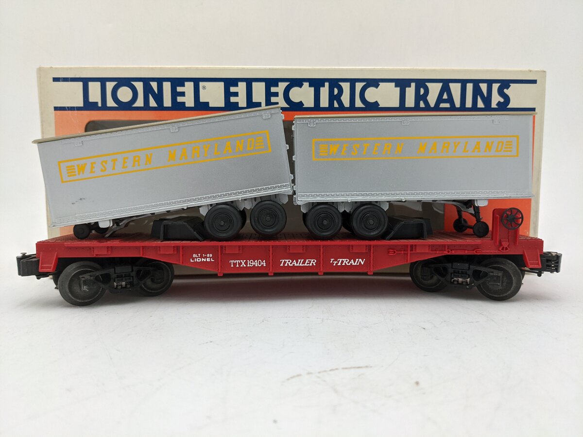Lionel 6-19404 O Gauge Western Maryland Flatcar with Trailers #19404 EX/Box