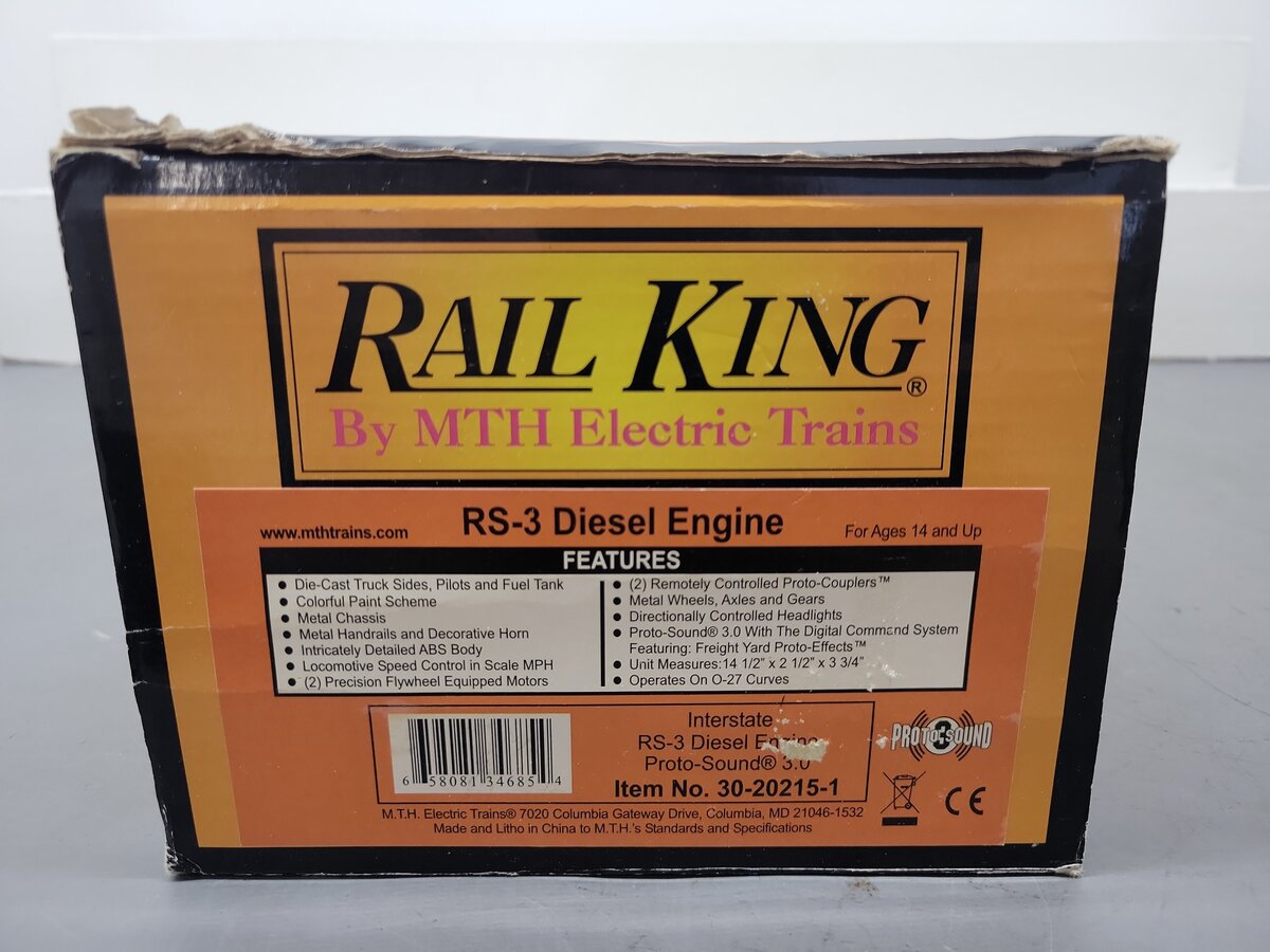 MTH 30-20215-1 O Gauge Interstate RS-3 Diesel Engine #31 w/PS3 EX/Box