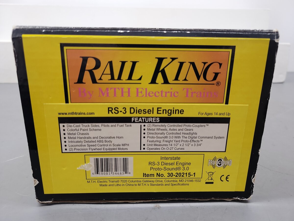 MTH 30-20215-1 O Gauge Interstate RS-3 Diesel Engine #31 w/PS3 EX/Box