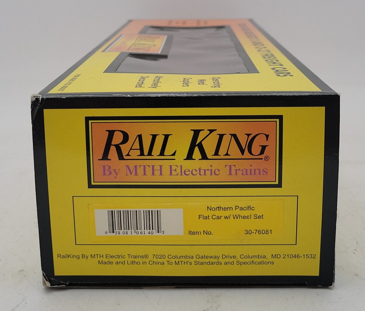 MTH 30-76081 O Northern Pacific RailKing Flat Car with Wheel Set #204238 LN/Box