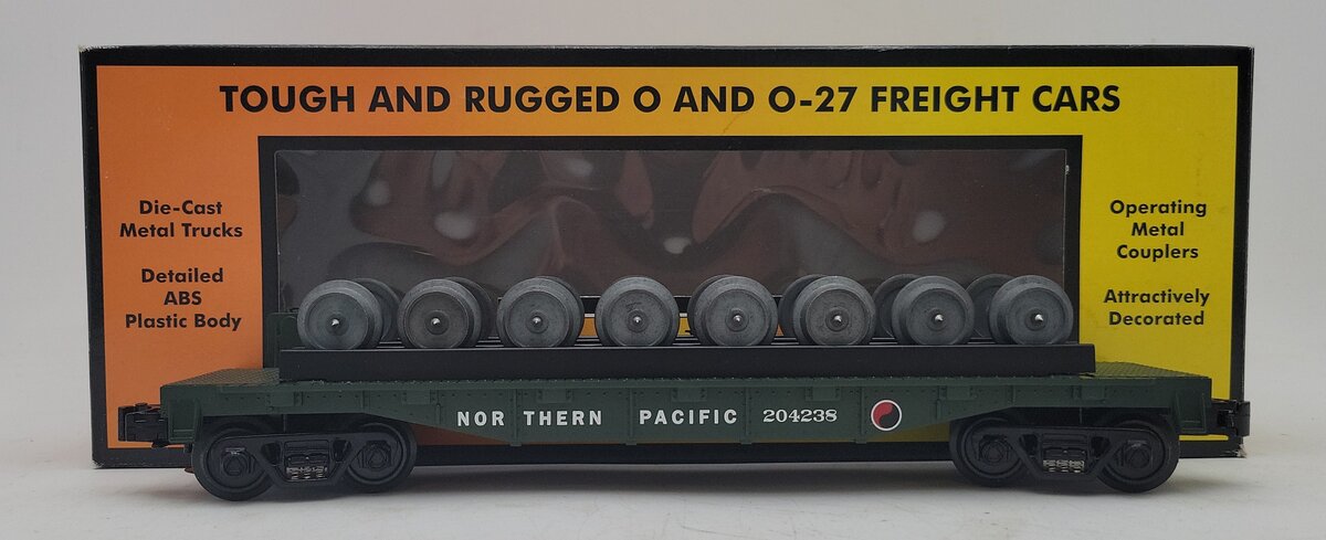 MTH 30-76081 O Northern Pacific RailKing Flat Car with Wheel Set #204238 LN/Box