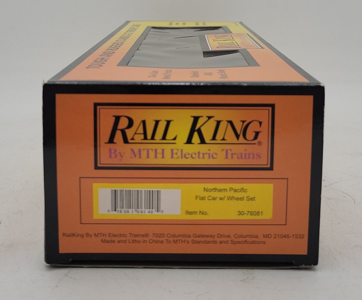 MTH 30-76081 O Northern Pacific RailKing Flat Car with Wheel Set #204238 LN/Box