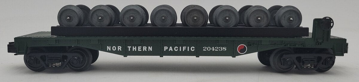 MTH 30-76081 O Northern Pacific RailKing Flat Car with Wheel Set #204238 LN/Box
