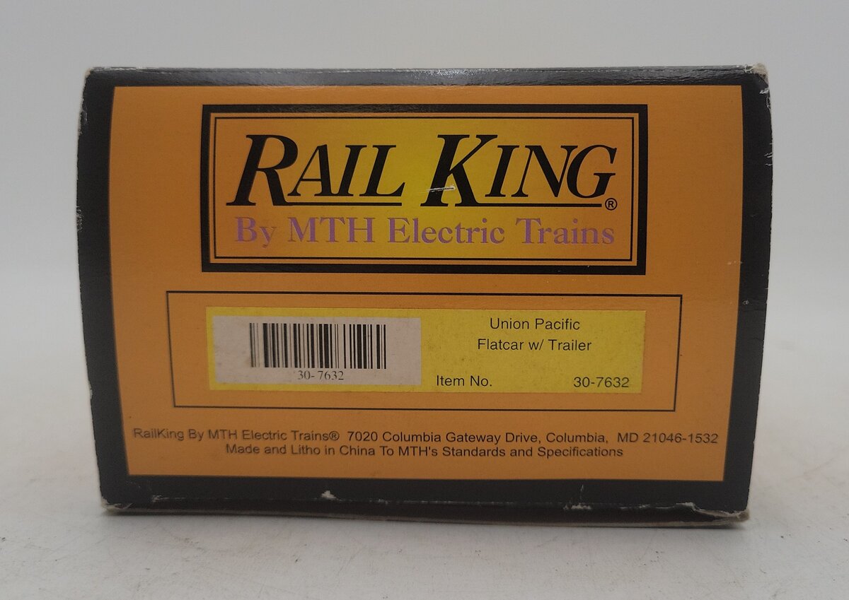 MTH 30-7632 O Gauge Union Pacific Flatcar #53007 with Trailer EX/Box