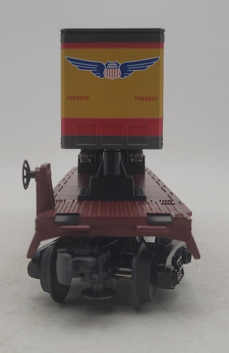 MTH 30-7632 O Gauge Union Pacific Flatcar #53007 with Trailer EX/Box