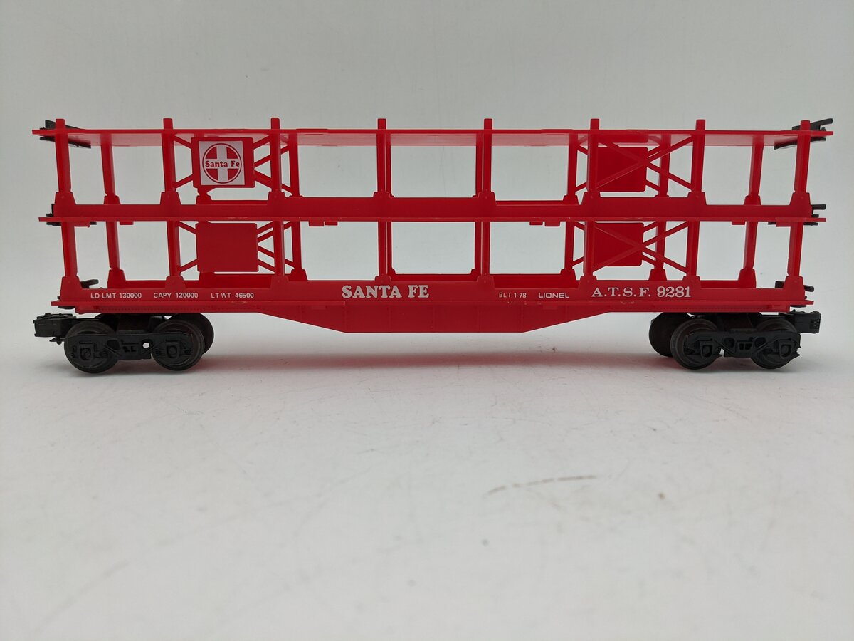 Lionel 6-9281 O Gauge Santa Fe Tri-level Auto Carrier EX/Box