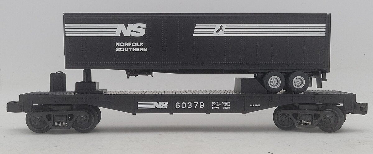 MTH 30-76181 O Gauge Norfolk Southern Flat Car w/ Trailer EX/Box