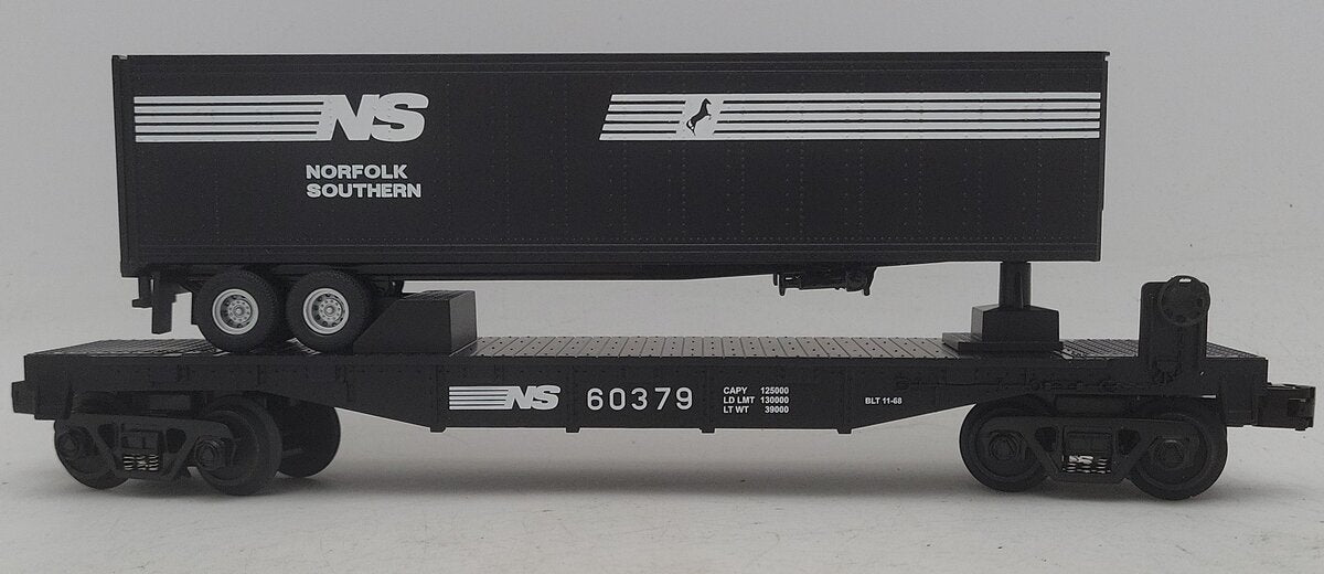 MTH 30-76181 O Gauge Norfolk Southern Flat Car w/ Trailer EX/Box