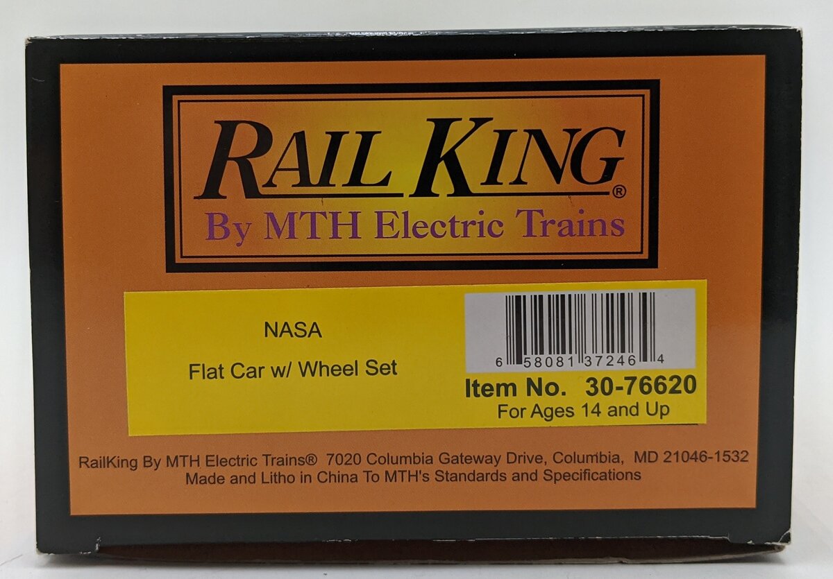 MTH 30-76620 O NASA RailKing Flat Car with Wheel Set #82015 LN/Box