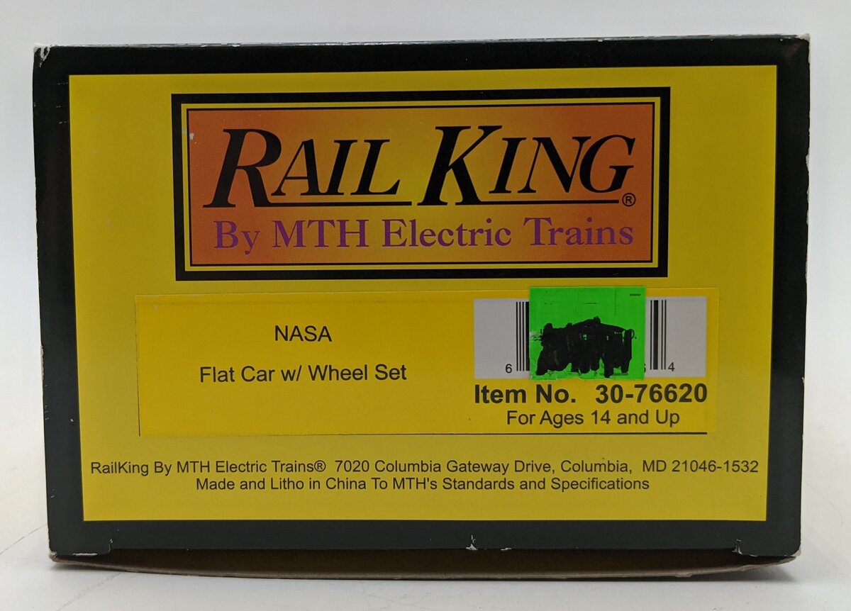 MTH 30-76620 O NASA RailKing Flat Car with Wheel Set #82015 LN/Box