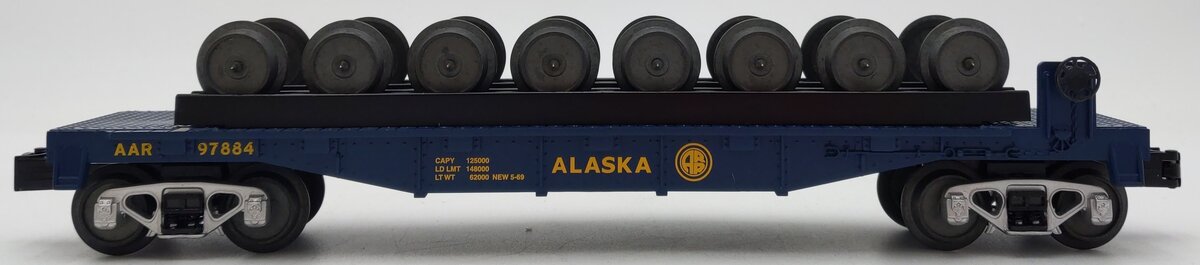 MTH 30-76366 O Alaska RailKing Flat Car with Wheel Set #97884 LN/Box