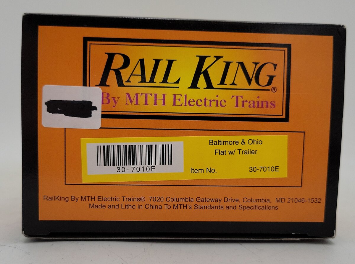 MTH 30-7010E O Gauge Baltimore & Ohio Flatcar w/ Trailer EX/Box