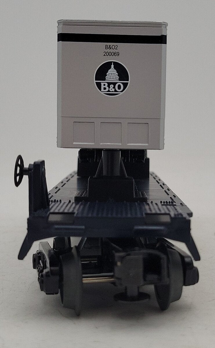 MTH 30-7010E O Gauge Baltimore & Ohio Flatcar w/ Trailer EX/Box
