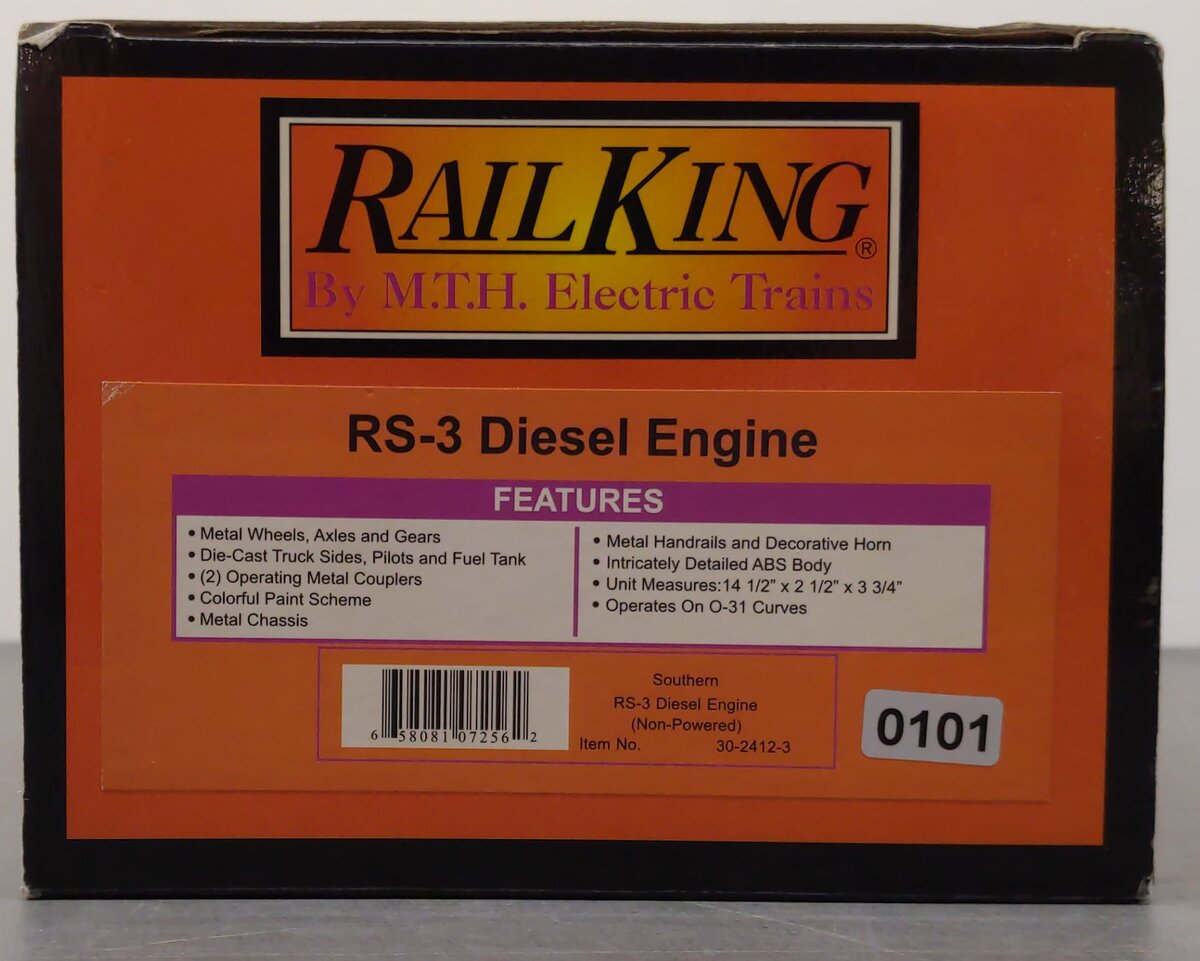 MTH 30-2412-3 O Gauge Southern RS-3 Non-Powered Diesel Engine #2026 EX/Box