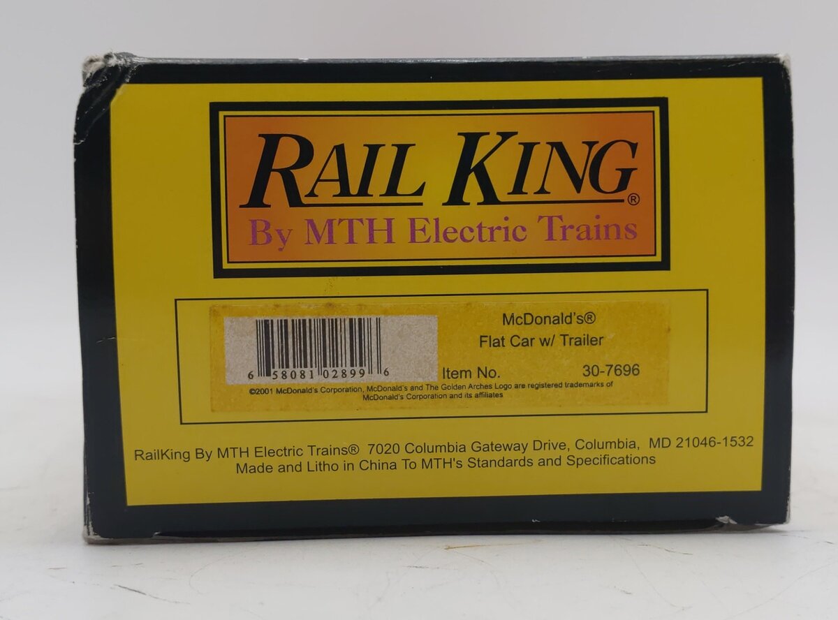 MTH 30-7696 O Gauge McDonald's Flatcar w/Trailer EX/Box