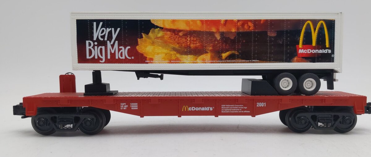 MTH 30-7696 O Gauge McDonald's Flatcar w/Trailer EX/Box