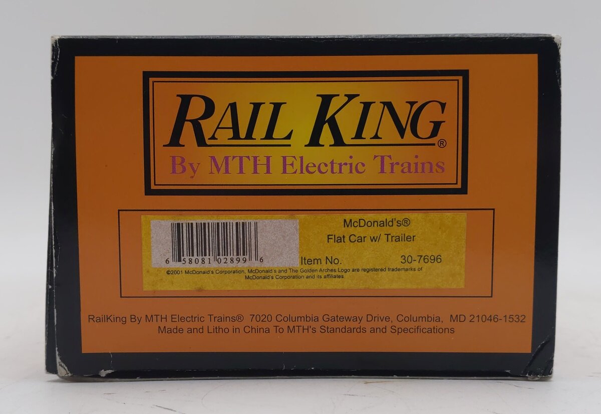 MTH 30-7696 O Gauge McDonald's Flatcar w/Trailer EX/Box