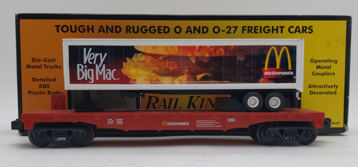 MTH 30-7696 O Gauge McDonald's Flatcar w/Trailer EX/Box