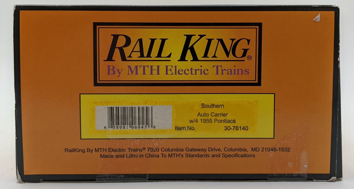 MTH 30-76140 O Gauge Southern Auto Carrier with 4 1955 Pontiacs LN/Box