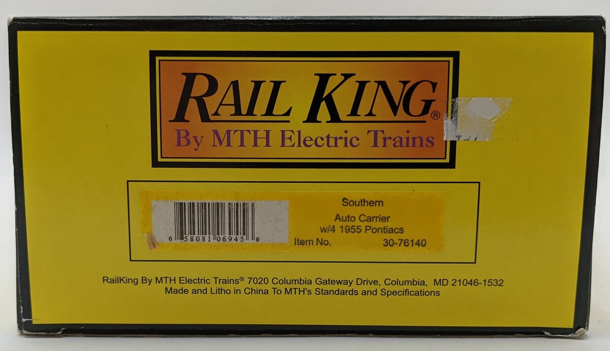 MTH 30-76140 O Gauge Southern Auto Carrier with 4 1955 Pontiacs LN/Box
